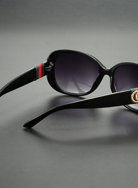 跨境欧美风大框太阳镜红绿色镜腿经典复古太阳眼镜圆框墨镜女款潮