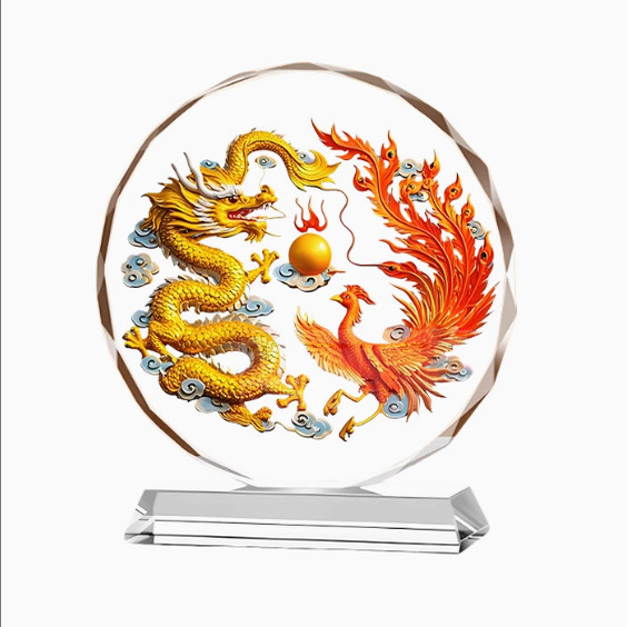 龙凤呈祥水晶摆件金龙凤凰家居装饰客厅酒柜新房入宅开业乔迁礼品,淘宝优惠券,粉丝福利购,淘宝优惠卷