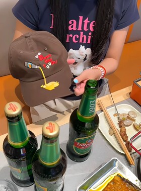 开瓶器棒球帽美式复古小众刺绣鸭舌帽男女同款遮阳帽大头围深顶帽