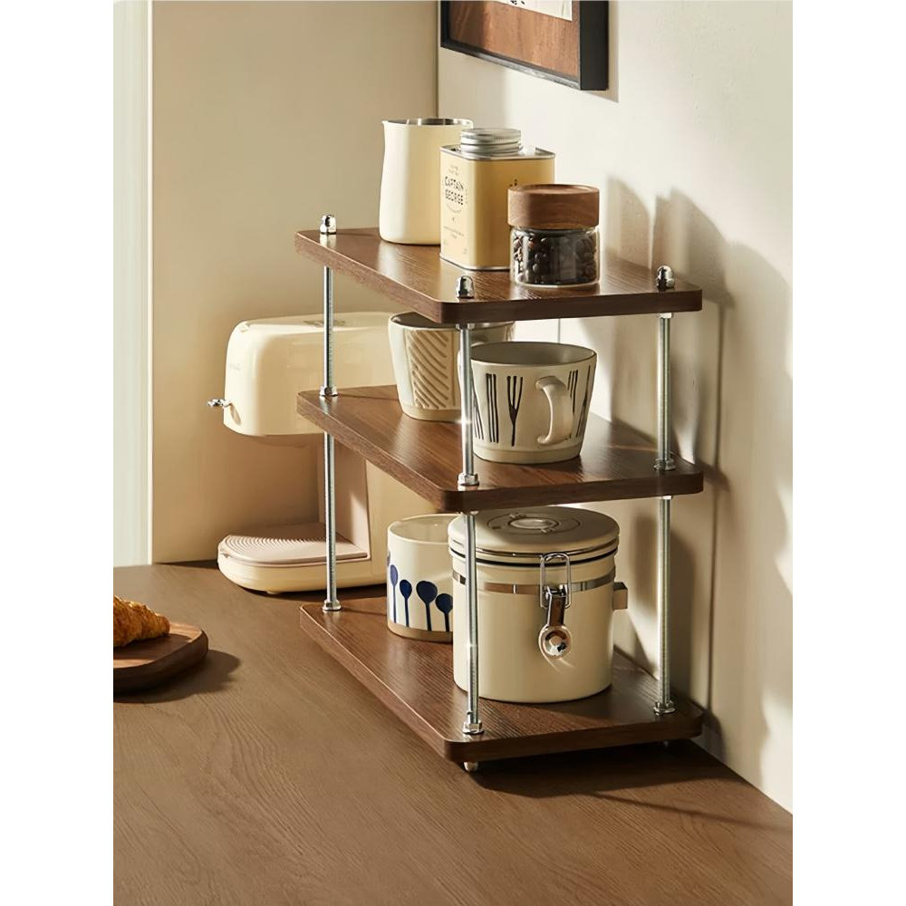 COCO 中古风茶杯架厨房置物架台面办公隔层桌面新中式收纳架子 ·,淘宝优惠券,粉丝福利购,淘宝优惠卷