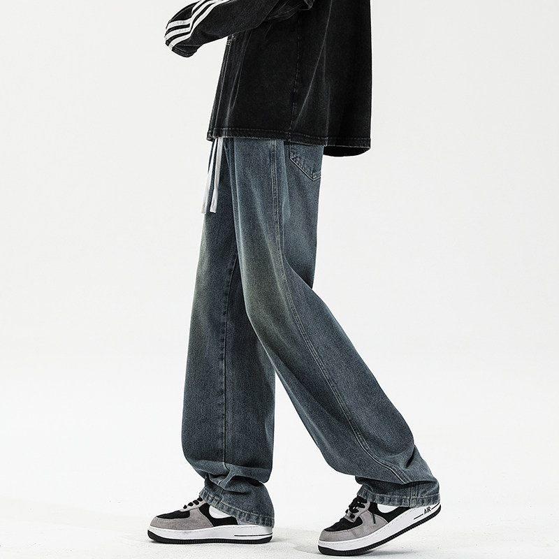复古蓝加长牛仔裤男款直筒宽松秋季款190高个子休闲阔腿裤长子115,淘宝优惠券,粉丝福利购,淘宝优惠卷