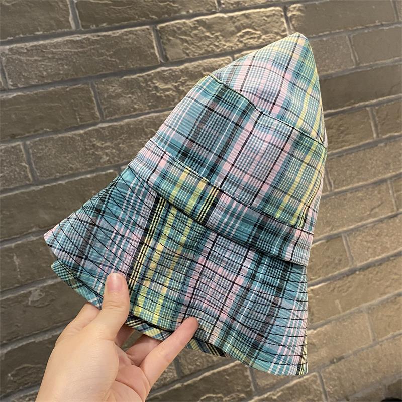 明星刘亦菲同款春夏小清新条纹盆帽女百搭显脸小素颜遮阳防晒帽子