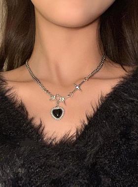 甜酷辣妹芒星爱心项链女