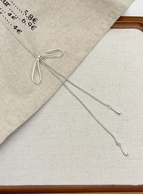 时尚百搭长款锁骨链轻奢高级感项饰女韩国简约蝴蝶结抽拉式项链女