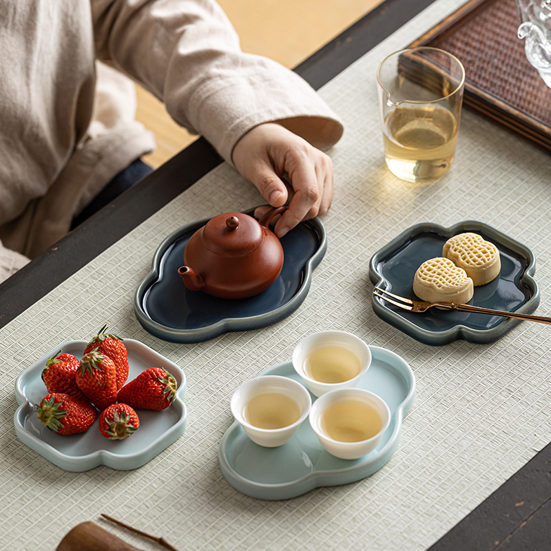 中式茶点干果盘点心盘高颜值甜品零食茶碟茶室茶果盘糕点月饼摆盘-图2