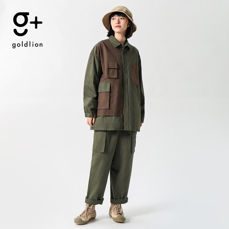 金利来 g+阿美咔叽风大贴袋工装长裤直筒阔腿裤子男 - 图2