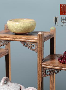 鸡翅木博古架木质工艺品多宝阁文玩展示架木质书房茶几摆件实木