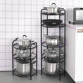 Multi-functional kitchen corner pot rack storage rack floor-standing multi-layer storage pot rack house slotted rack pot rack