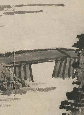吴历仿梅道人夏山雨霁图清代山水画微喷打印临摹画稿装饰画芯绢布