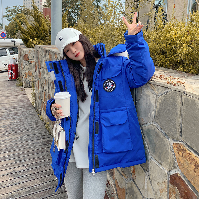 羽绒棉服女2025年冬季新款情侣工装冲锋衣加厚外套港风设计感棉袄 - 图1