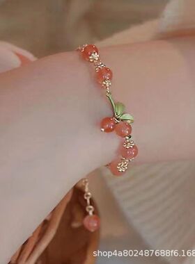 新中式早春甜蜜樱桃手链女闺蜜气质小众设计ins百搭简约手工ins风