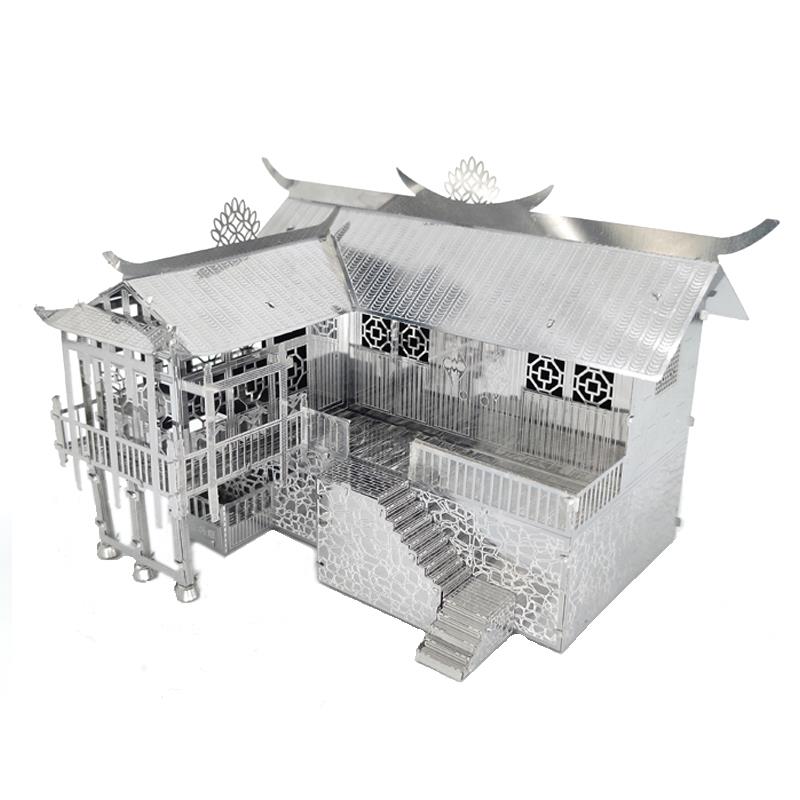 吊脚楼 3D立体金属建筑拼图DIY手工制作益智拼装模型玩具小摆件-图3
