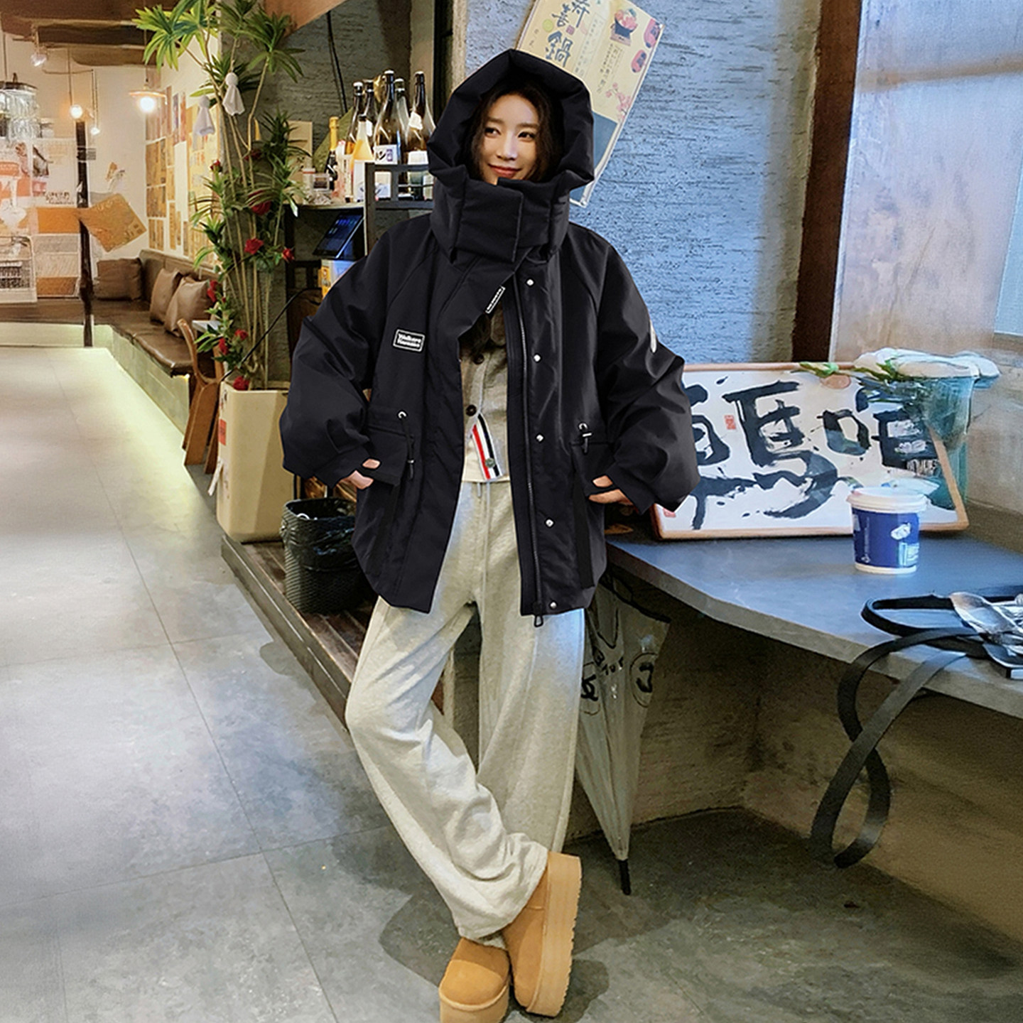 大码女装黑色宽松保暖羽绒棉服女胖mm美式工装风加厚显瘦夹棉外套,淘宝优惠券,粉丝福利购,淘宝优惠卷