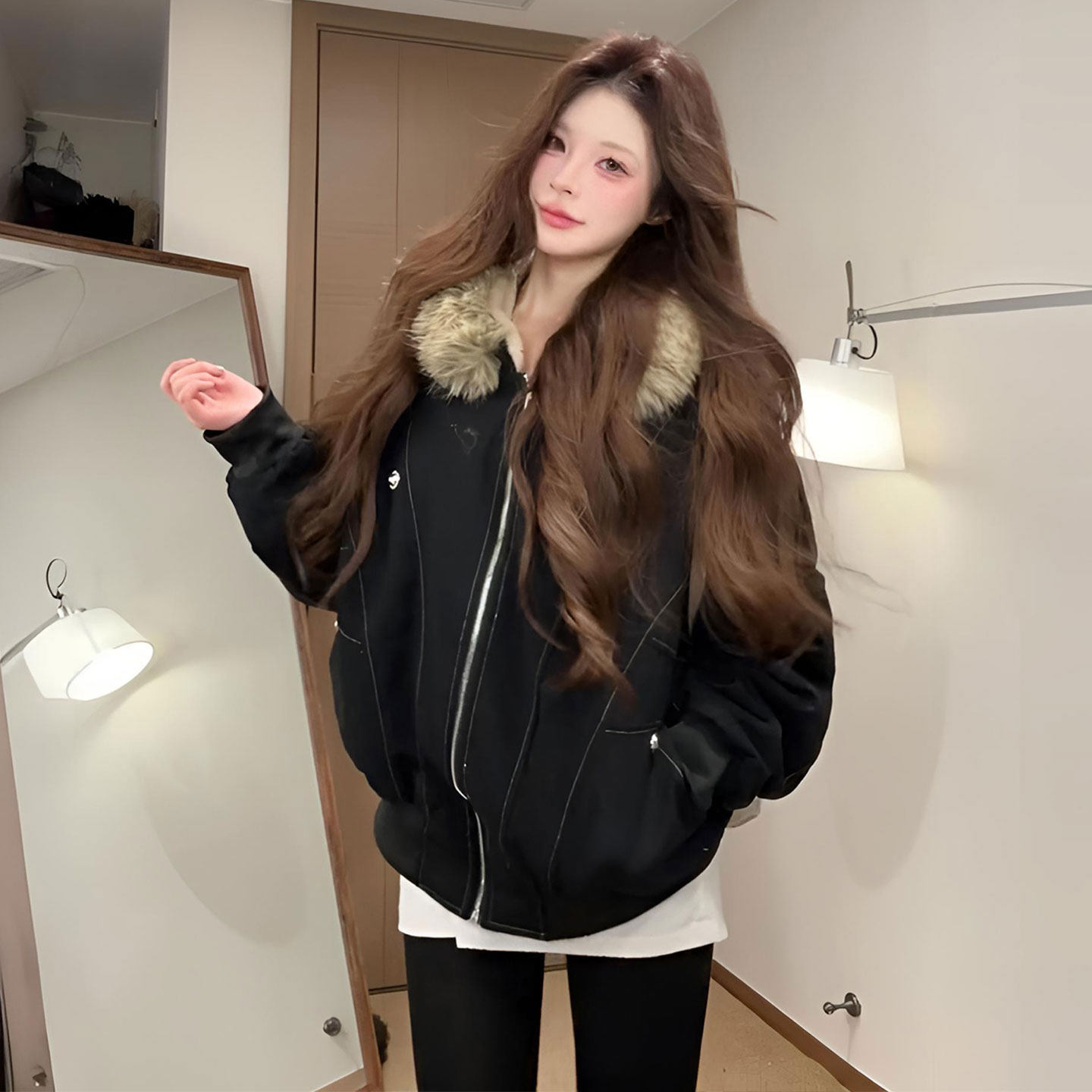 300斤大码女装胖mm黑色加厚棉服女冬季保暖复古时尚毛绒绒外套潮,淘宝优惠券,粉丝福利购,淘宝优惠卷