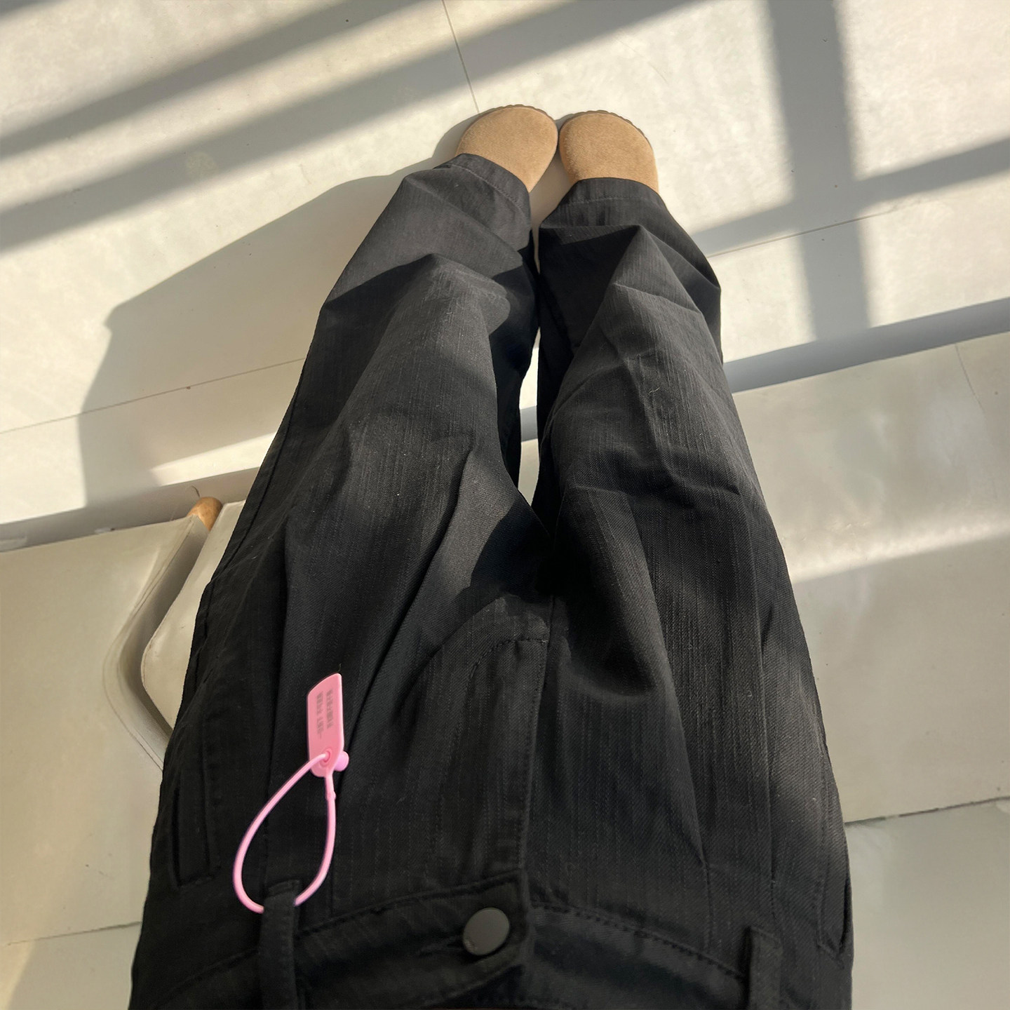 胖mm大码美式高街显瘦黑色阔腿牛仔裤女高级感简约百搭休闲长裤子,淘宝优惠券,粉丝福利购,淘宝优惠卷