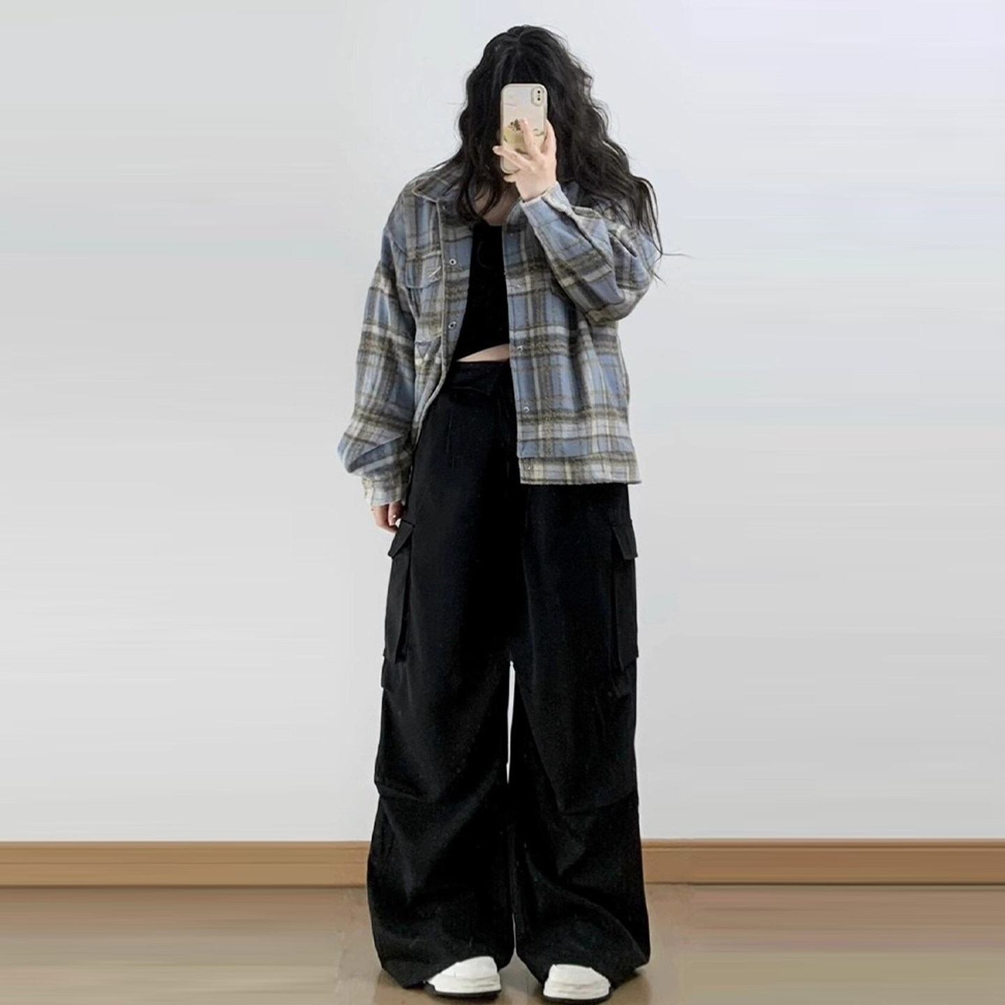 300斤特大码黑色高级感工装裤女2025年冬季新款胖mm显瘦直筒裤子,淘宝优惠券,粉丝福利购,淘宝优惠卷