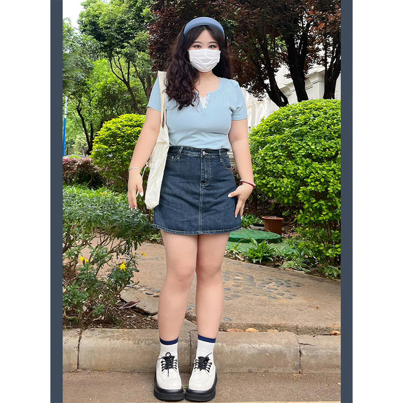 300斤大码女装复古牛仔短裙女胖mm夏季裙裤显瘦休闲百搭a字短裤裙,淘宝优惠券,粉丝福利购,淘宝优惠卷