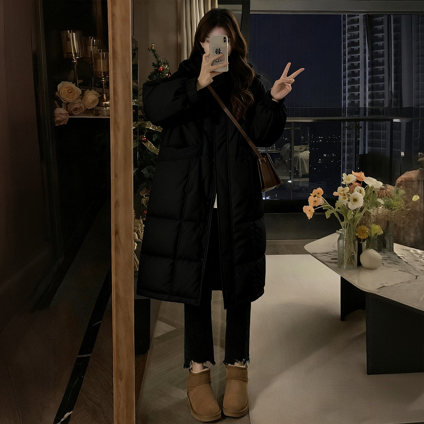 大码女装胖mm黑色高级感棉服外套女冬季时尚百搭中长款连帽棉衣潮,淘宝优惠券,粉丝福利购,淘宝优惠卷