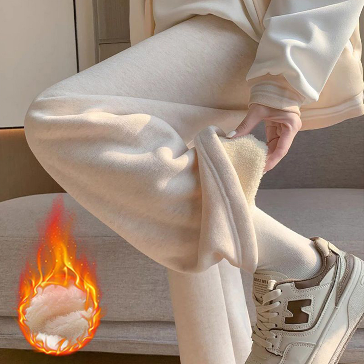 特大码女装美式宽松羊羔毛休闲裤女冬季胖mm加绒加厚学生直筒裤子,淘宝优惠券,粉丝福利购,淘宝优惠卷