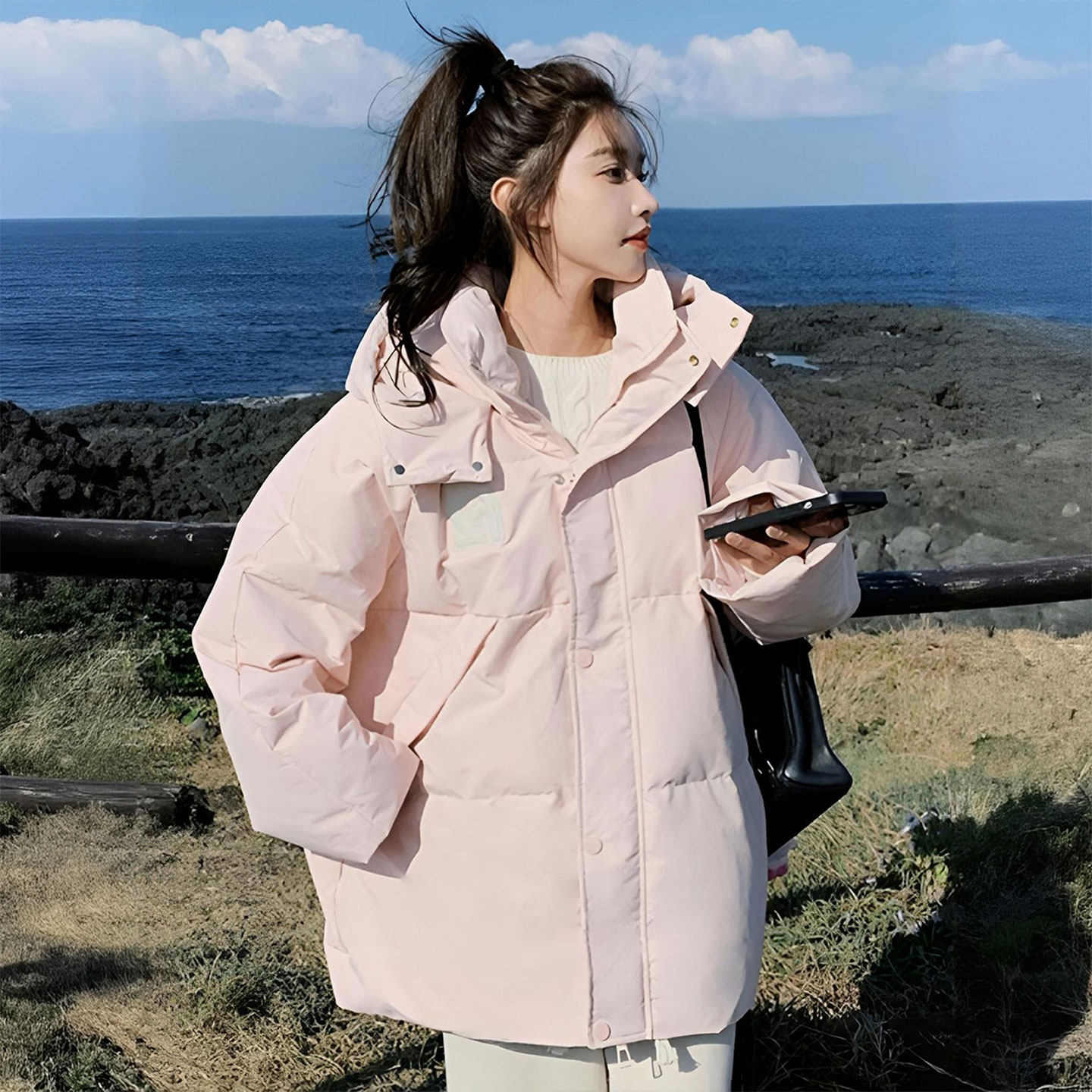 300斤特大码女装时尚简约粉色棉服女胖mm慵懒风加厚保暖棉衣外套,淘宝优惠券,粉丝福利购,淘宝优惠卷