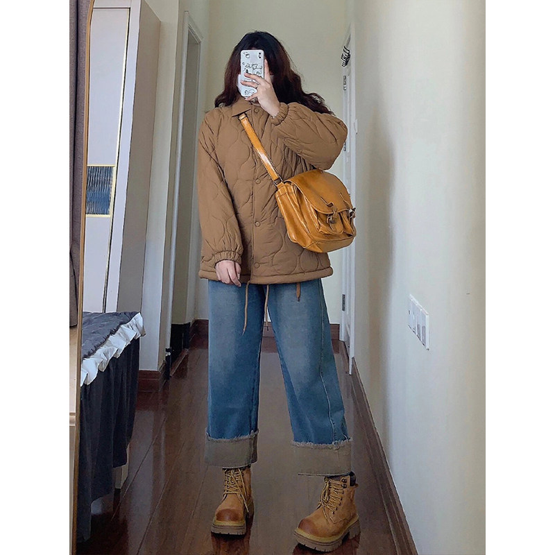 胖mm韩版个性撞色卷边牛仔裤女新款大码女装显瘦休闲九分阔腿裤子,淘宝优惠券,粉丝福利购,淘宝优惠卷