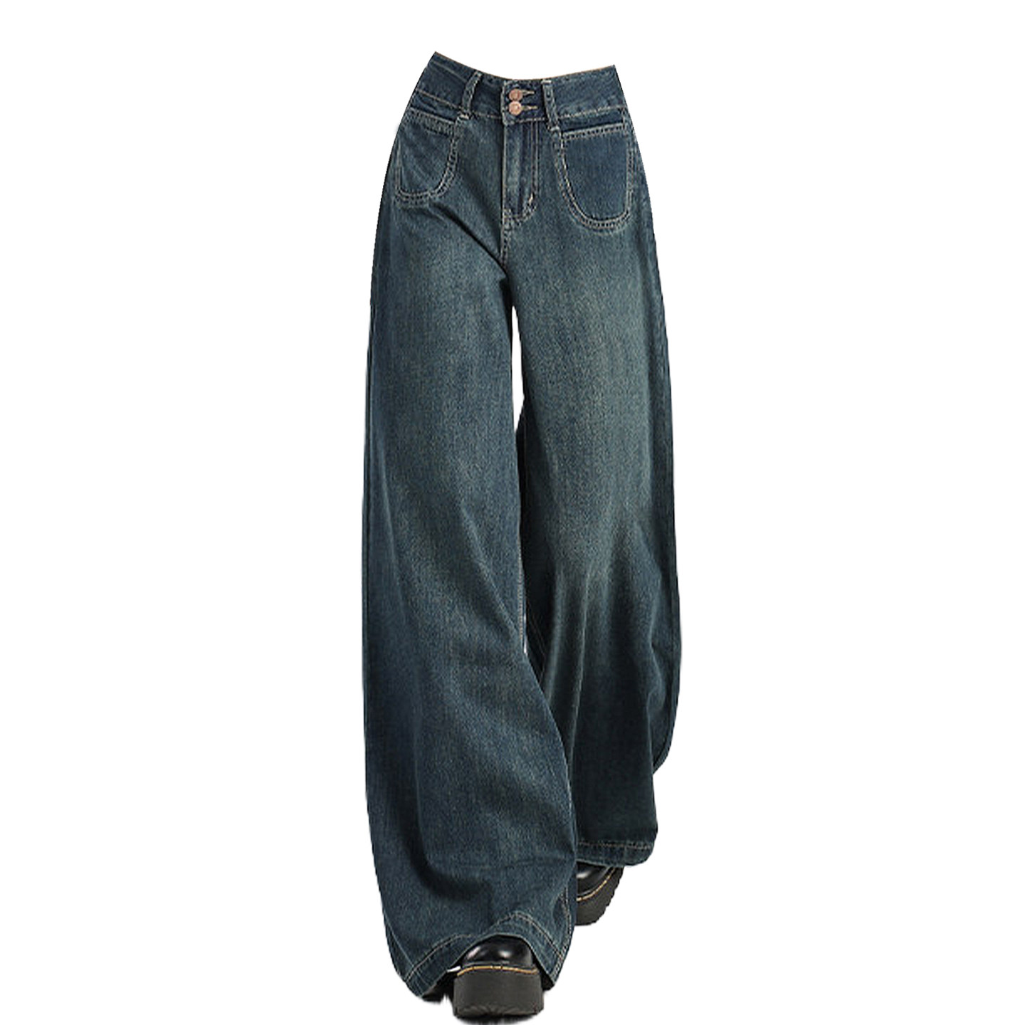 300斤大码女装设计感蓝色加绒牛仔裤女胖mm复古弹力加厚阔腿裤子,淘宝优惠券,粉丝福利购,淘宝优惠卷