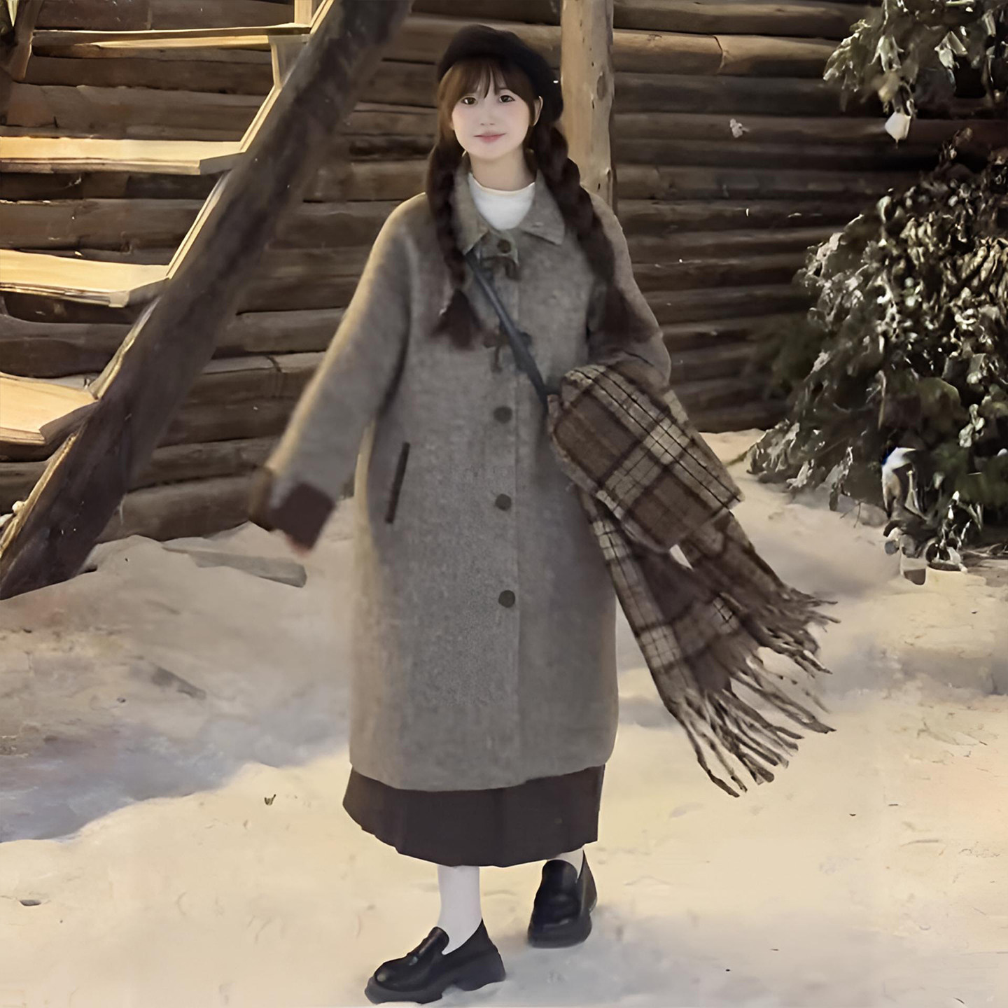 胖mm特大码日式慵懒风毛呢大衣女秋冬新款遮肉显瘦立领中长款外套,淘宝优惠券,粉丝福利购,淘宝优惠卷