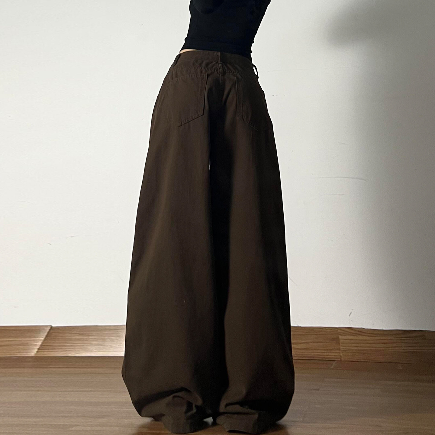 大码女装美拉德穿搭阔腿牛仔裤女冬季胖mm领带拼接设计感直筒裤子,淘宝优惠券,粉丝福利购,淘宝优惠卷