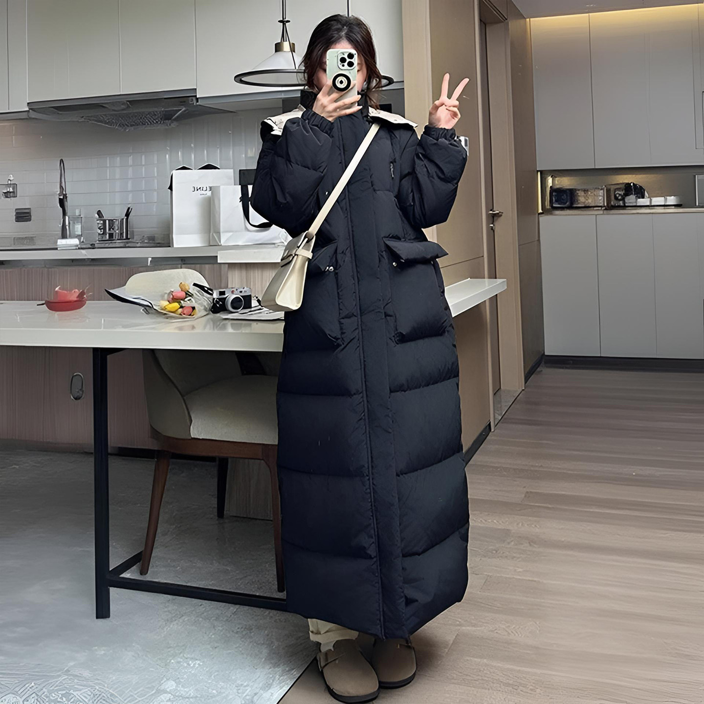 300斤特大码黑色高级感连帽长款棉服女胖mm宽松慵懒风面包服上衣,淘宝优惠券,粉丝福利购,淘宝优惠卷