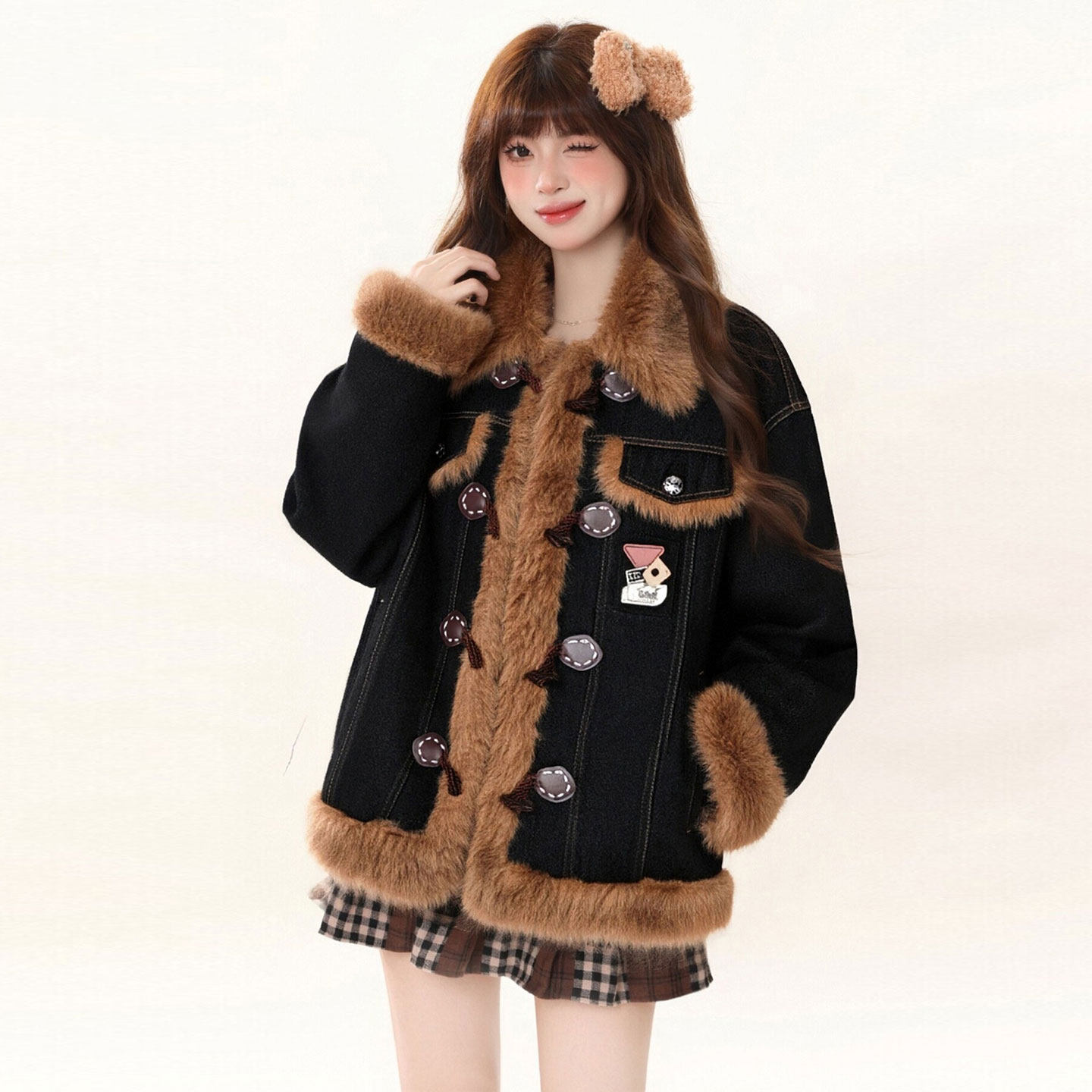 大码女装复古设计感黑色加厚显瘦棉服女胖mm休闲气质减龄牛仔外套,淘宝优惠券,粉丝福利购,淘宝优惠卷