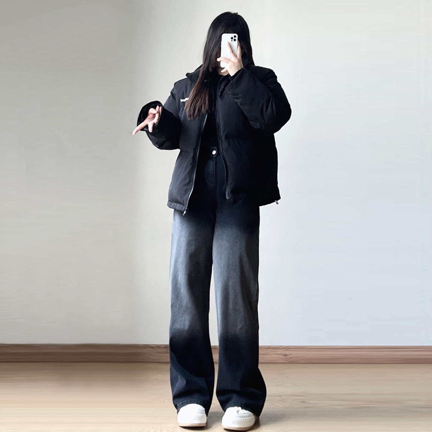 胖mm大码女装黑色渐变设计阔腿牛仔裤女春季宽松遮肉显瘦休闲裤子,淘宝优惠券,粉丝福利购,淘宝优惠卷