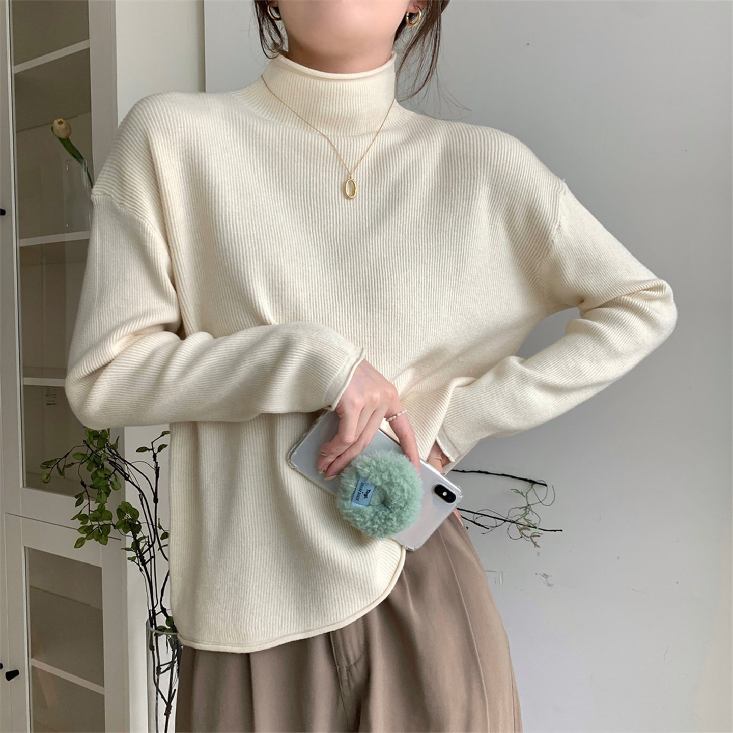 大码胖mm黑色显瘦针织打底衫毛衣女冬季保暖半高领设计感加厚上衣,淘宝优惠券,粉丝福利购,淘宝优惠卷