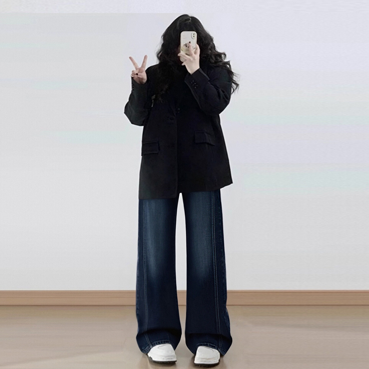 大码女装蓝色高腰弹力微喇牛仔裤女2025冬季胖mm加绒加厚阔腿裤子,淘宝优惠券,粉丝福利购,淘宝优惠卷