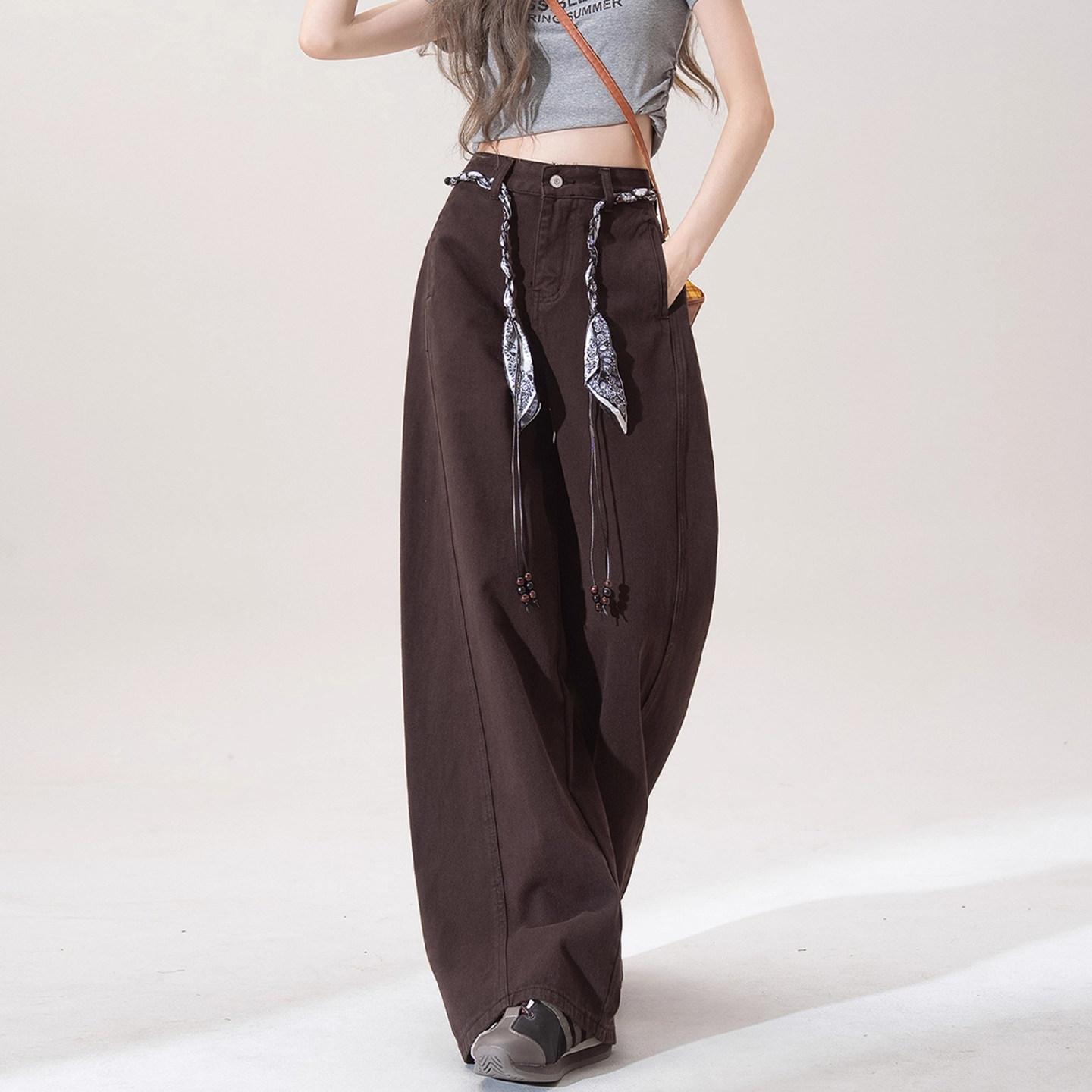 胖mm特大码美式复古弯刀牛仔裤女秋季辣妹风设计感百搭显瘦长裤子,淘宝优惠券,粉丝福利购,淘宝优惠卷