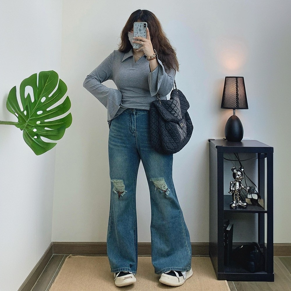 300斤特大码胖mm法式复古喇叭袖t恤女2025独特超好看显瘦长袖上衣,淘宝优惠券,粉丝福利购,淘宝优惠卷