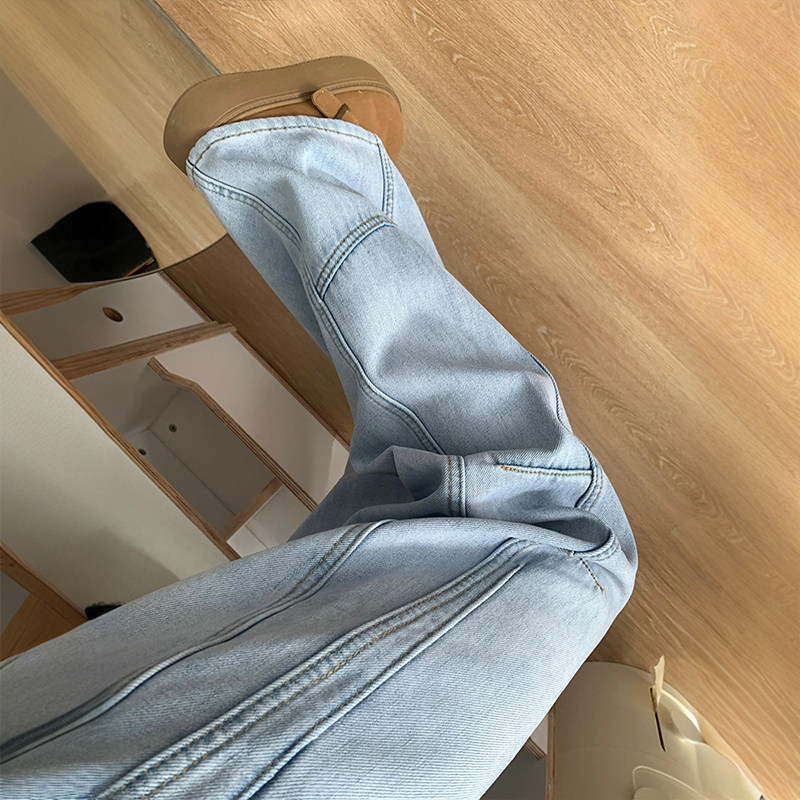 特大码胖mm韩版宽松弯刀牛仔裤女2025新款裤子垂感高腰显瘦阔腿裤,淘宝优惠券,粉丝福利购,淘宝优惠卷