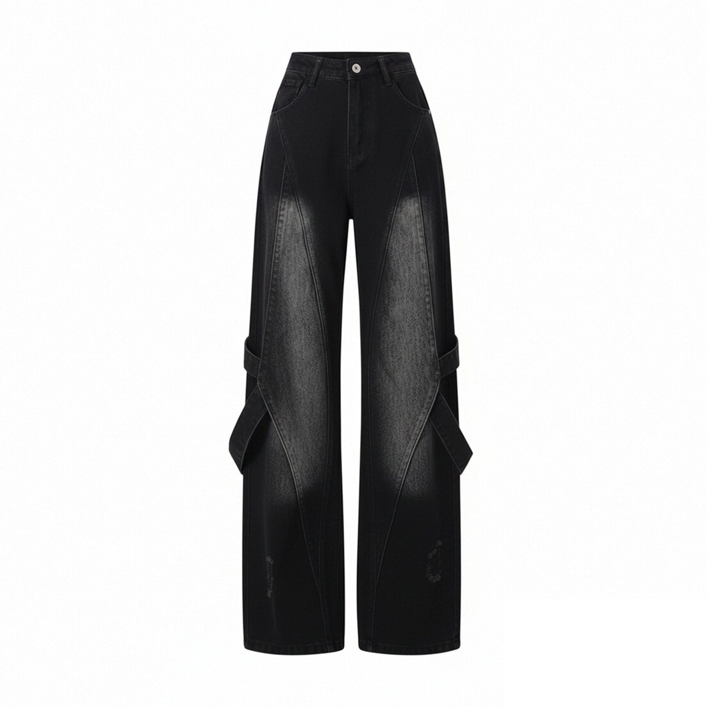 300斤大码女装胖mm黑色工装牛仔裤女复古街头甜酷风阔腿直筒裤子,淘宝优惠券,粉丝福利购,淘宝优惠卷