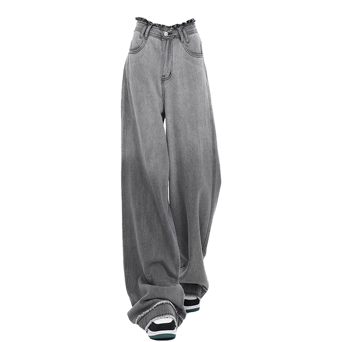 300斤大码女装韩版ins个性渐变色牛仔裤女秋季胖mm裤子显瘦阔腿裤,淘宝优惠券,粉丝福利购,淘宝优惠卷