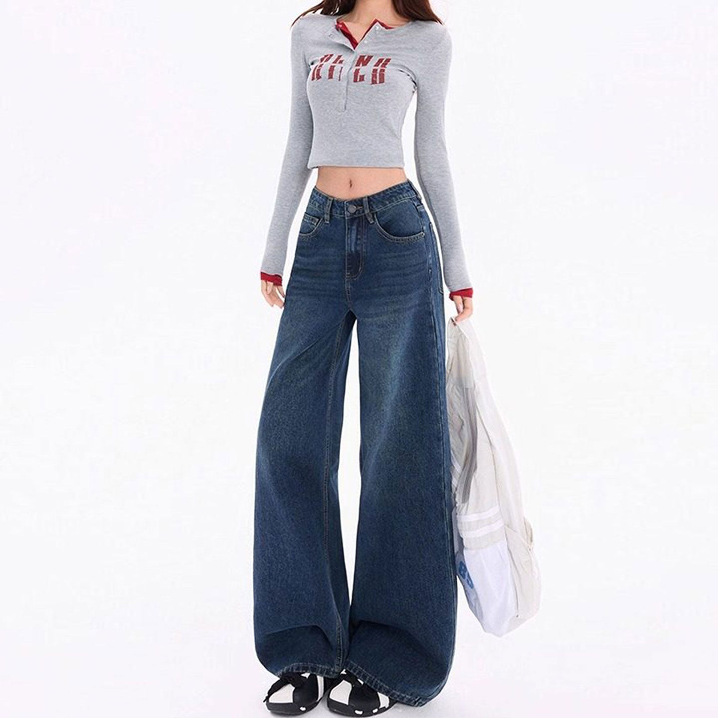 特大码女装胖mm深蓝色阔腿牛仔裤女2026新款高腰显瘦宽松直筒裤子,淘宝优惠券,粉丝福利购,淘宝优惠卷