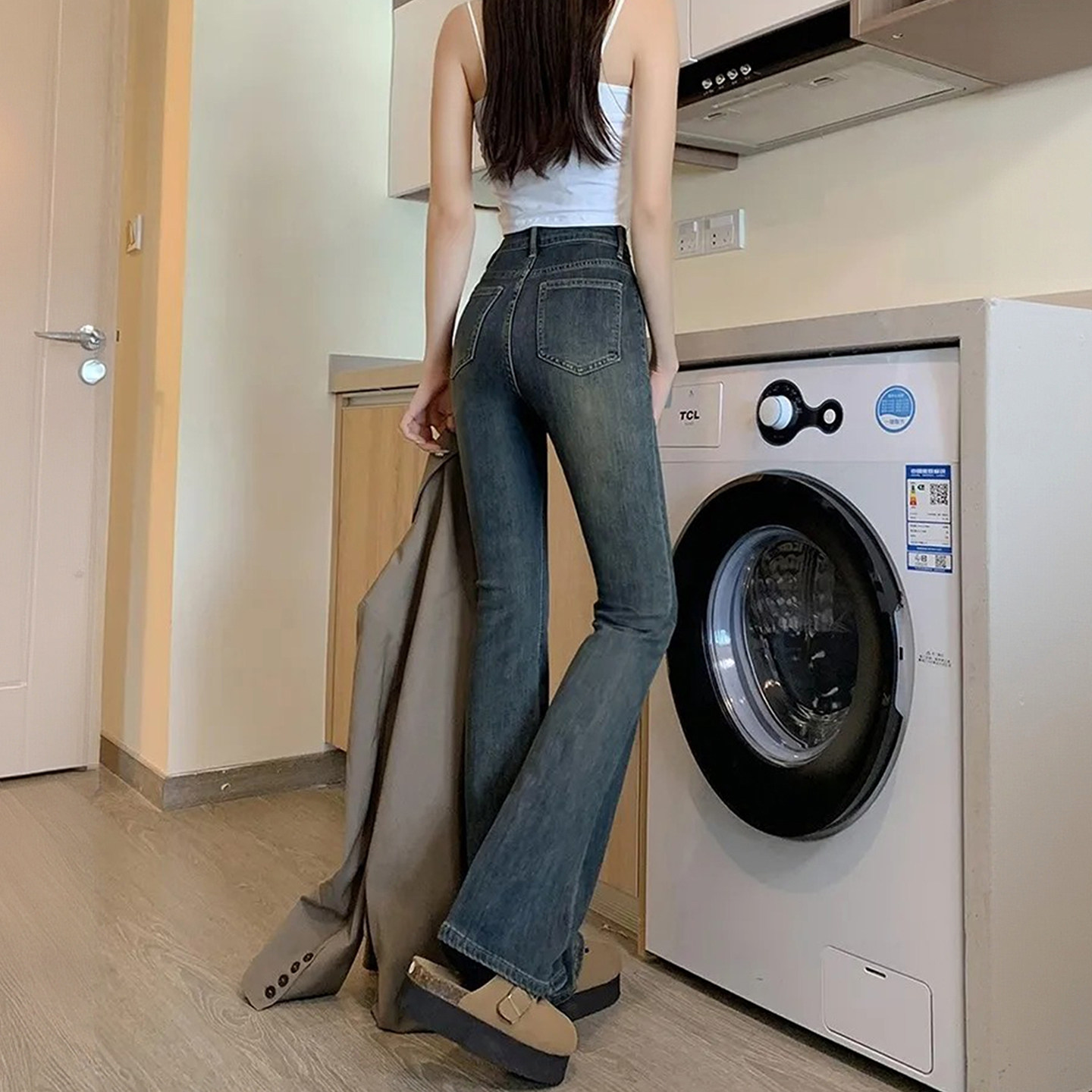 特大码女装胖mm复古蓝高腰微喇牛仔裤女梨型身材显瘦弹力喇叭裤子,淘宝优惠券,粉丝福利购,淘宝优惠卷