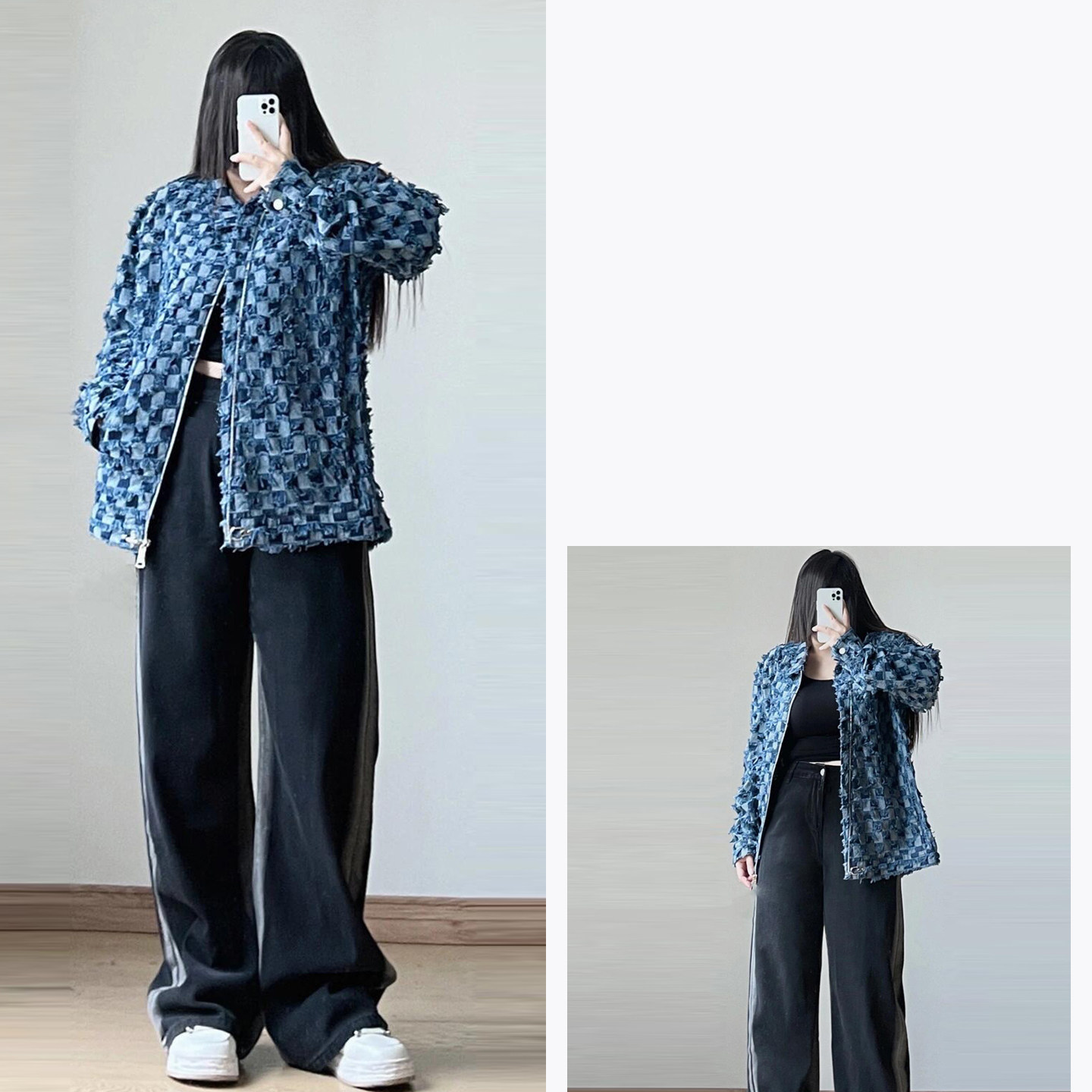 300斤大码女装美式高街黑色牛仔裤女胖mm设计感宽松显瘦阔腿裤子,淘宝优惠券,粉丝福利购,淘宝优惠卷