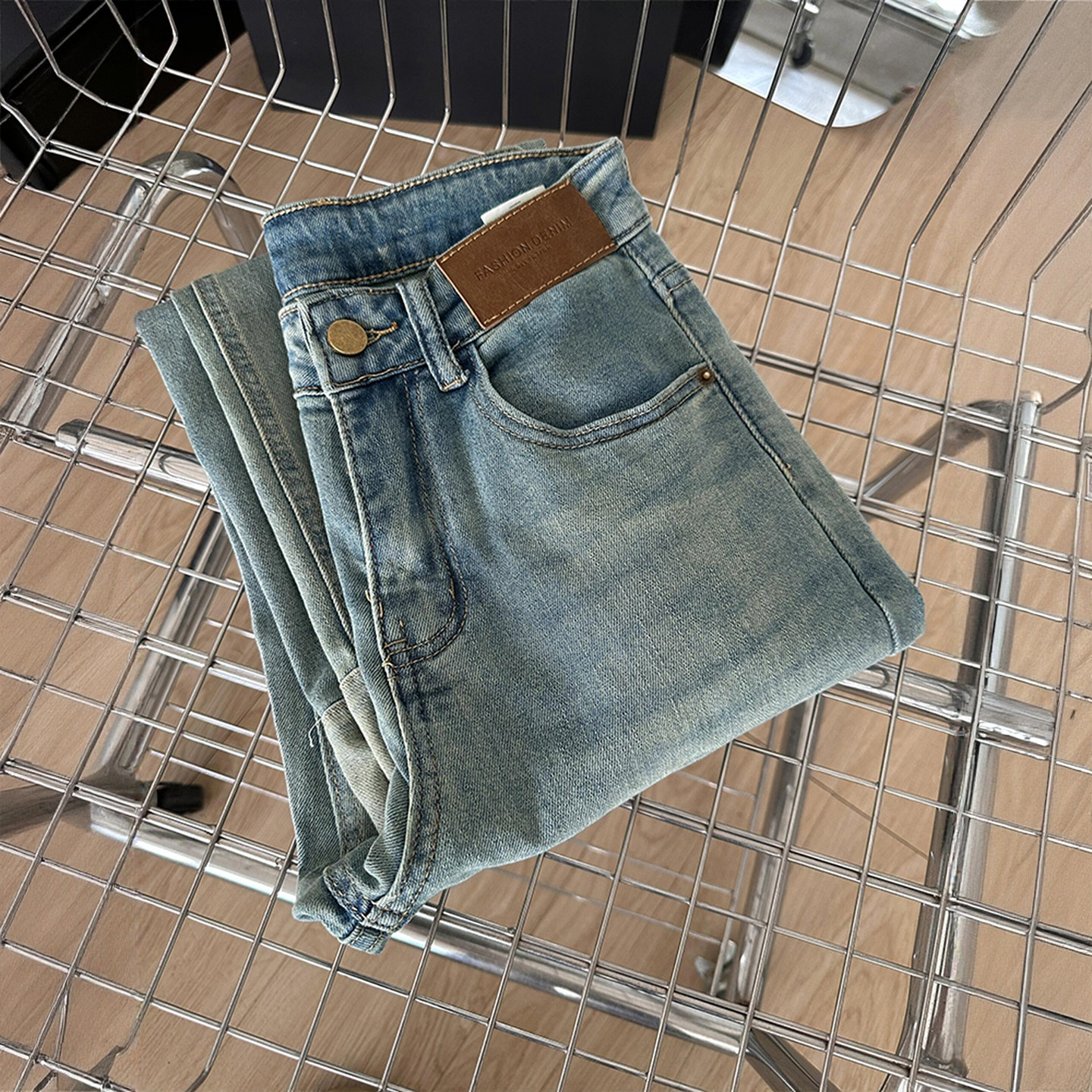 大码女装韩版复古蓝色牛仔裤女胖mm裤子宽松显瘦不贴腿九分烟管裤,淘宝优惠券,粉丝福利购,淘宝优惠卷