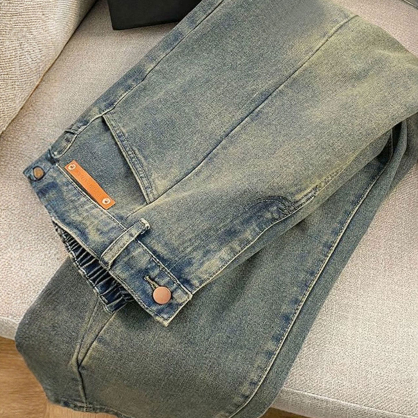 大码女装胖mm美式高街蓝色牛仔裤女时尚宽松遮胯显瘦休闲直筒裤子,淘宝优惠券,粉丝福利购,淘宝优惠卷