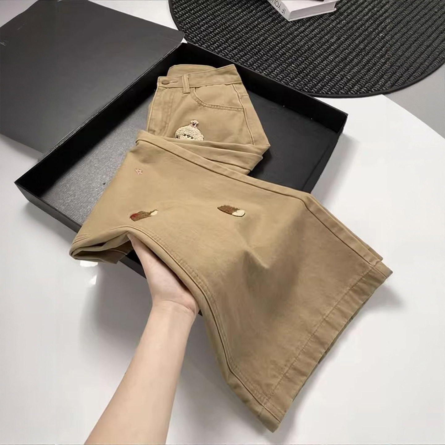 300斤特大码女装复古卡通刺绣牛仔裤女胖mm韩系时尚减龄阔腿裤子,淘宝优惠券,粉丝福利购,淘宝优惠卷