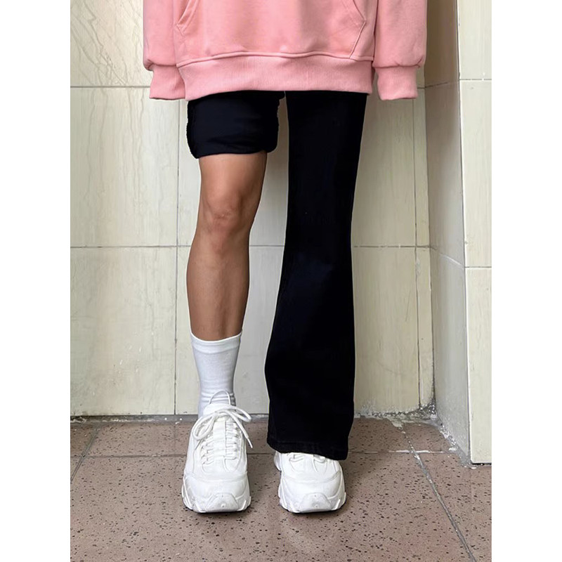 胖mm大码女装美式微喇牛仔裤女秋冬新款学生弹力黑色加绒喇叭裤子,淘宝优惠券,粉丝福利购,淘宝优惠卷