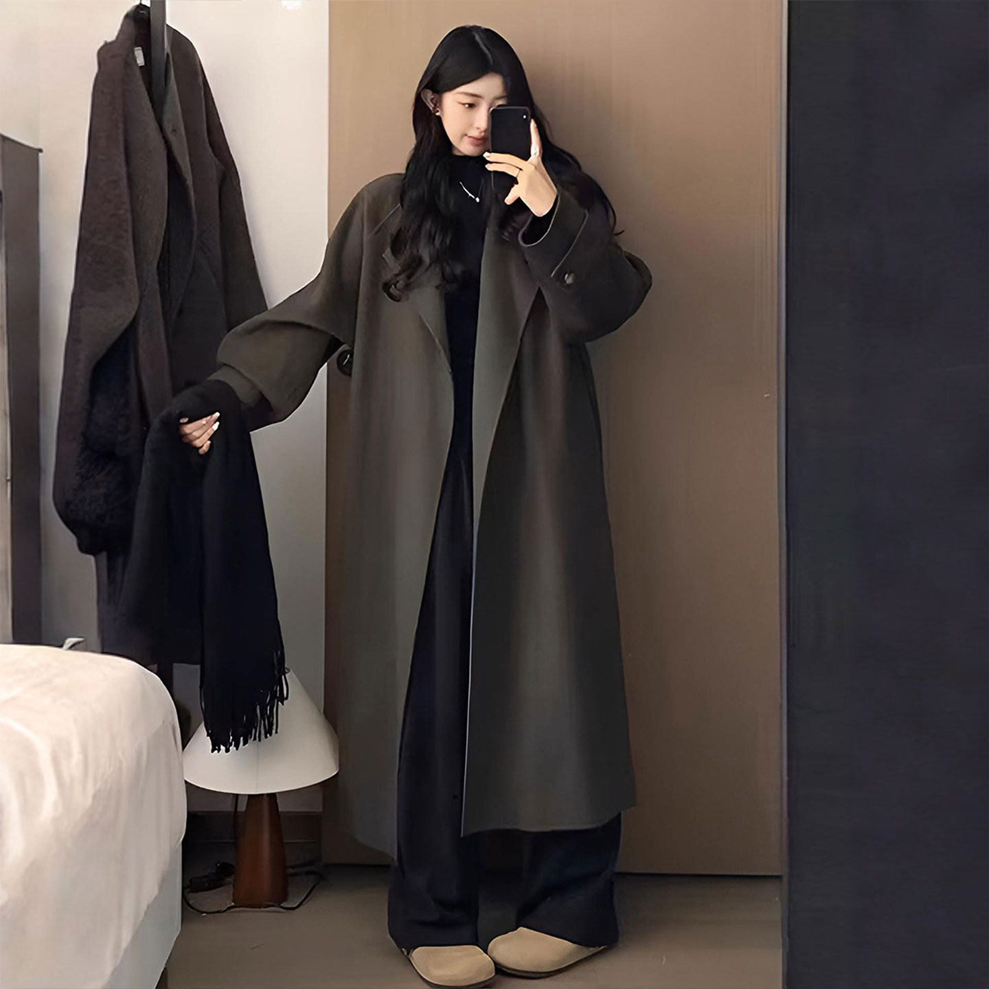 大码女装胖mm韩系穿搭黑色毛呢大衣女高级感时尚百搭保暖呢子外套,淘宝优惠券,粉丝福利购,淘宝优惠卷