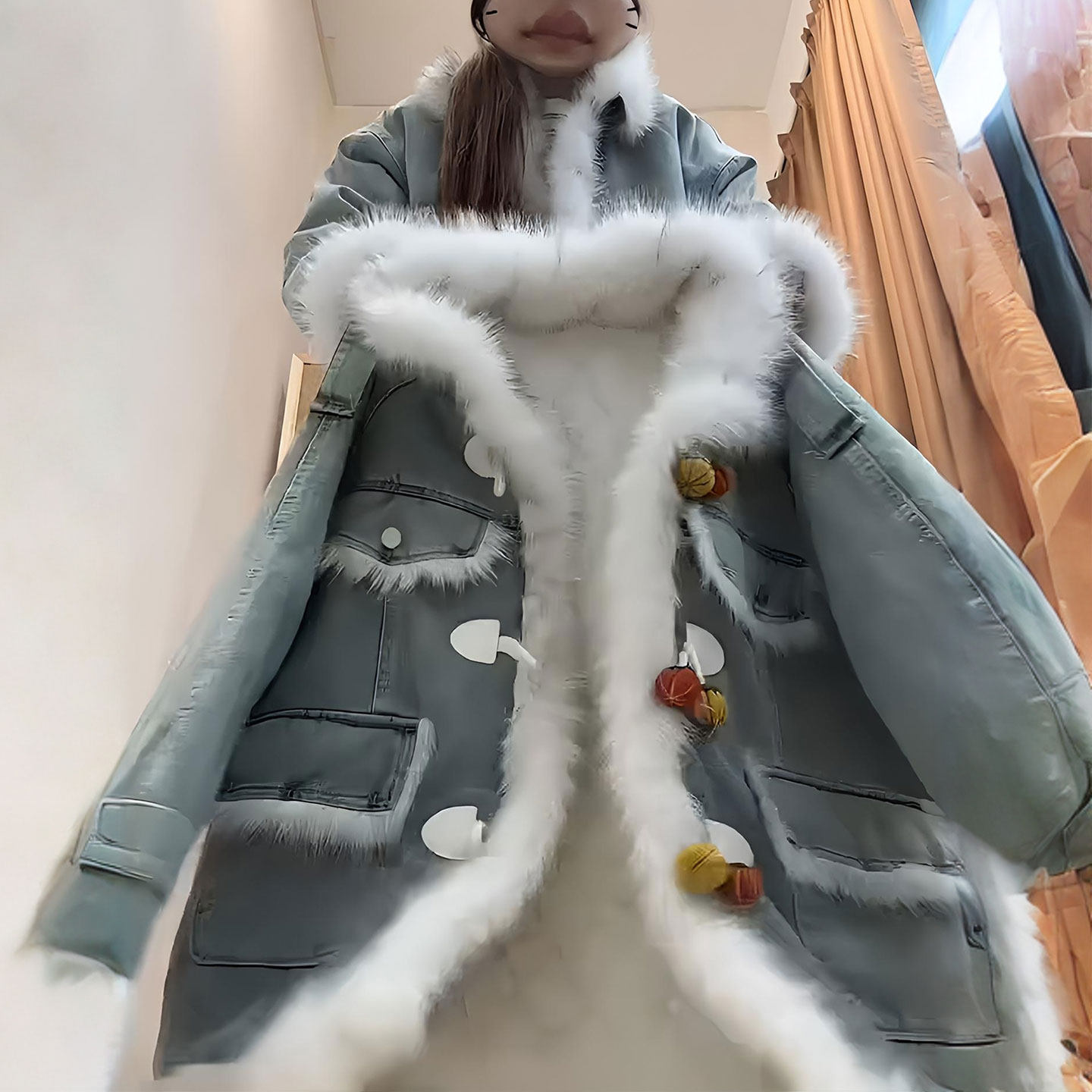 大码女装高级感蓝色加厚牛仔外套女胖mm设计感学院风显瘦保暖棉服,淘宝优惠券,粉丝福利购,淘宝优惠卷