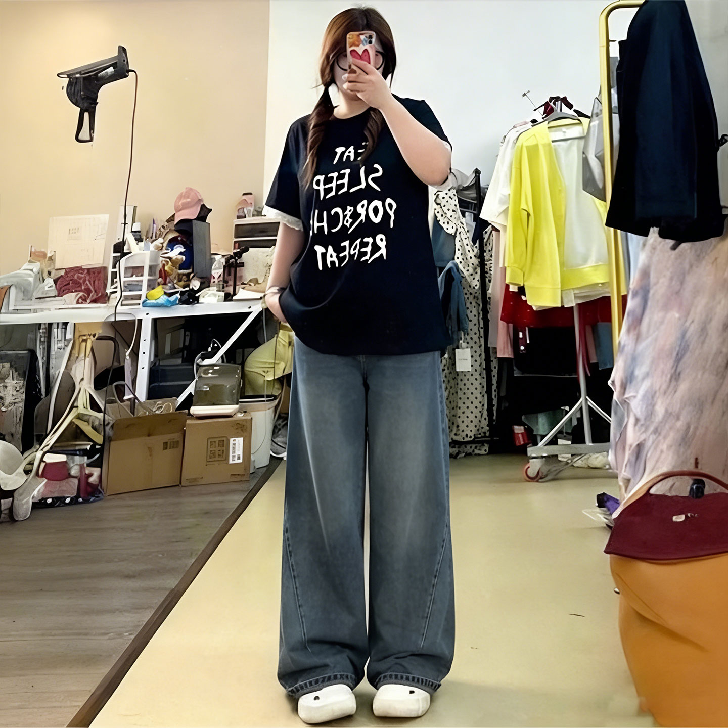 Plus size fat mm Korean style loose student jeans women's pants