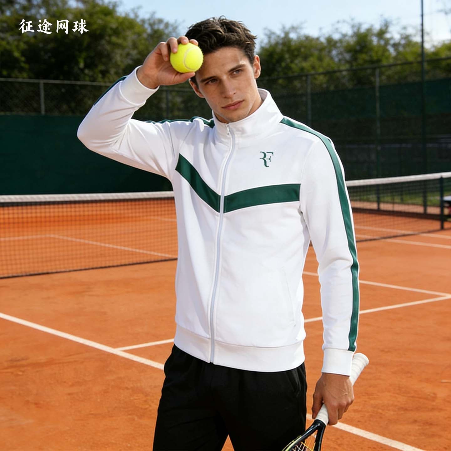费德勒网球服套装男秋冬新款拼色针织运动开衫外套透气训练服定制,淘宝优惠券,粉丝福利购,淘宝优惠卷