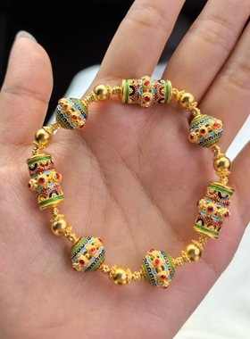 六福珠宝代购 福满传家系列满堂彩足金黄金手链手串 新款专柜正品